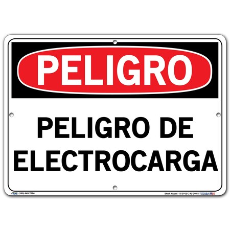 Vestil Aluminum Sign, 10-1/2" Height, 14-1/2" Width, Aluminum, Rectangle, Spanish SI-D-42-C-AL-040-S